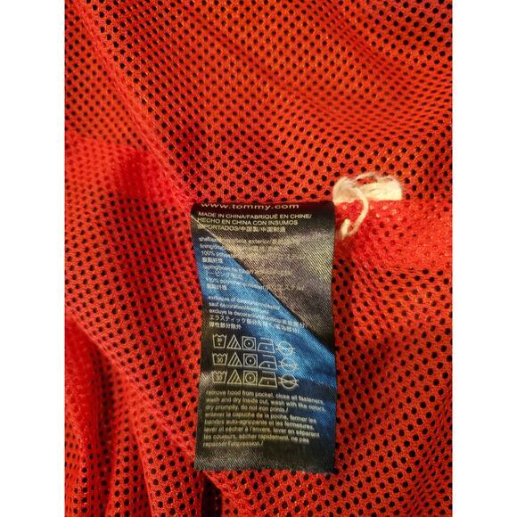 Tommy Hilfiger Womens Windbreaker Jacket Hooded Full Zip Drawstring Navy Sz L - Picture 5 of 8